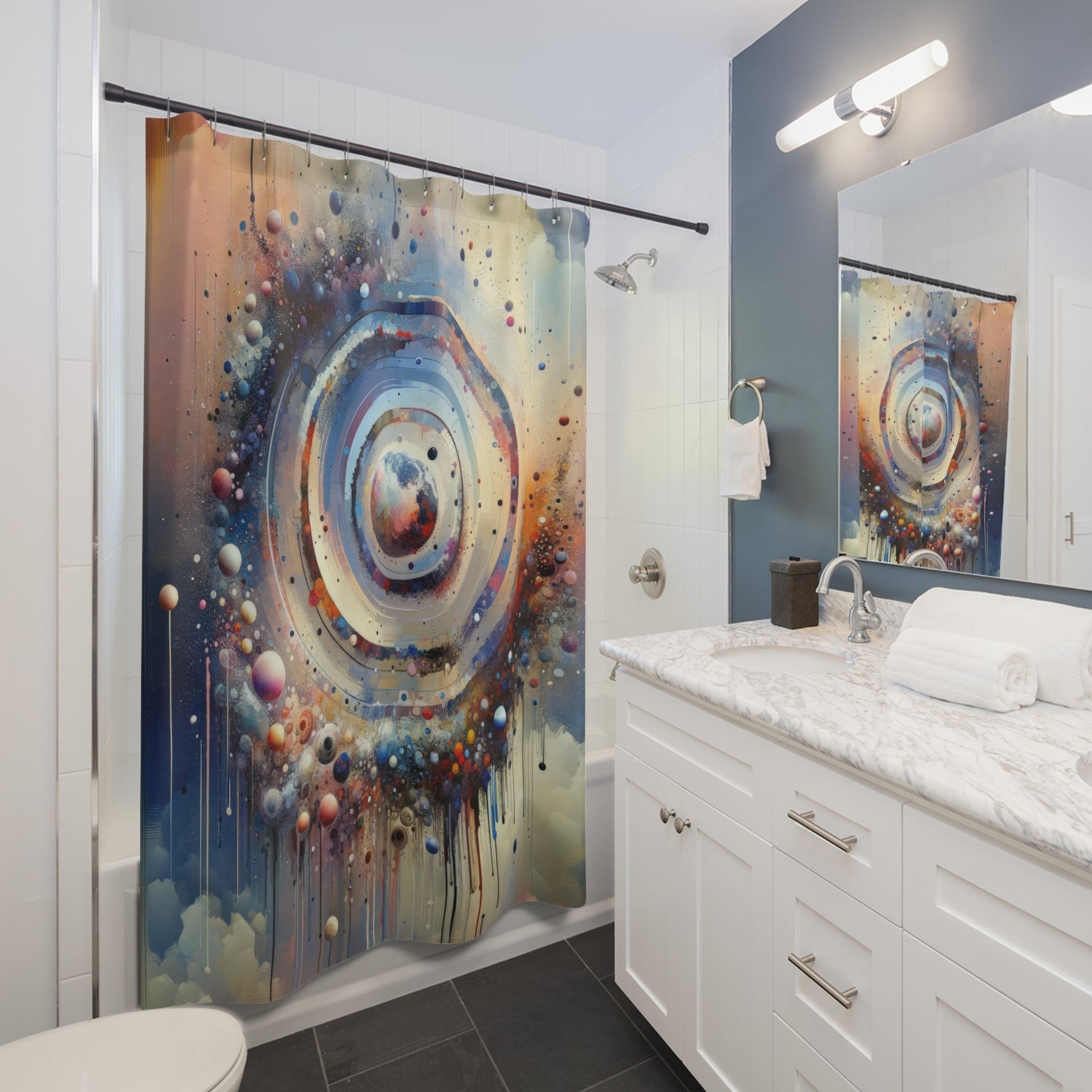 Conscious Rings Tachism Shower Curtains - ATUH.ART