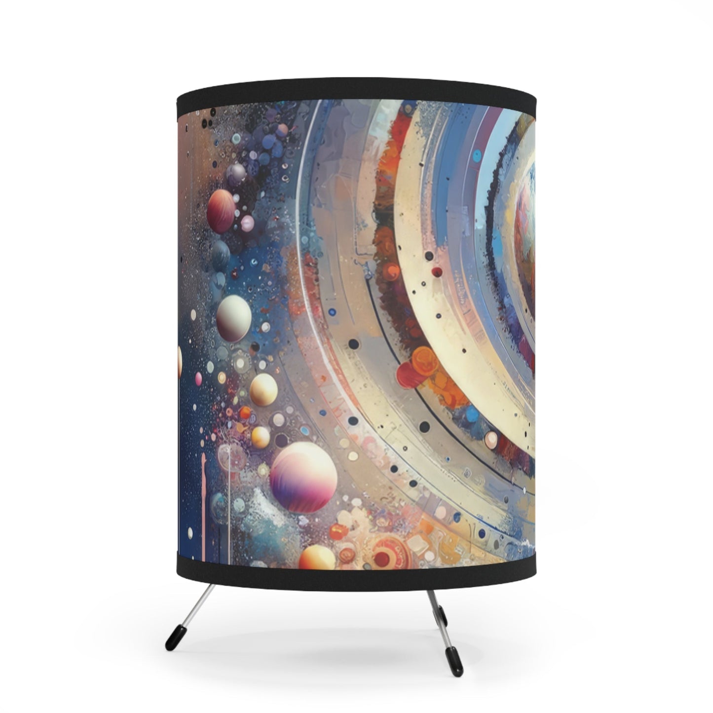 Conscious Rings Tachism Tripod Lamp with High-Res Printed Shade, US\CA plug - ATUH.ART