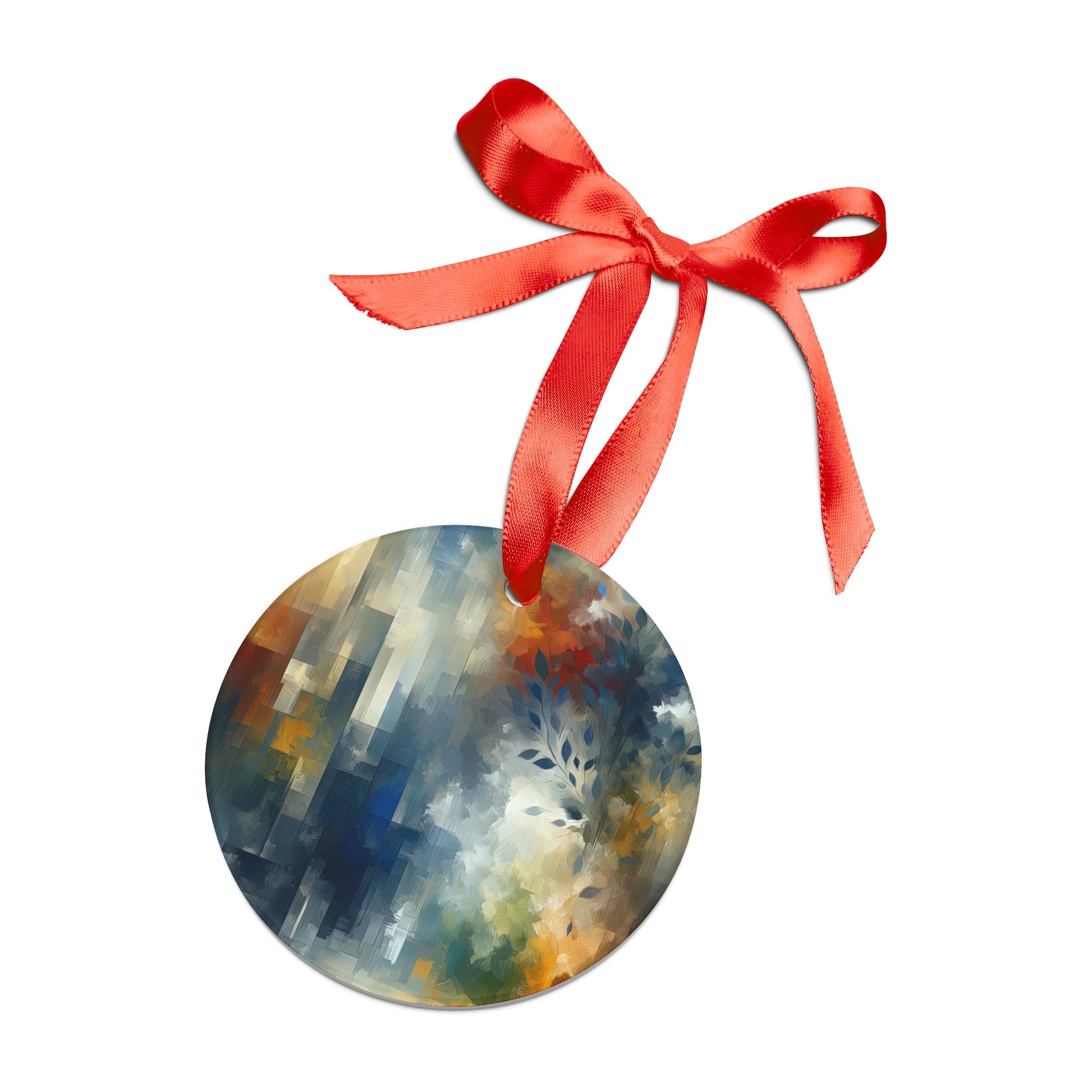 Contemplative Leaves Whispers Acrylic Ornament with Ribbon - ATUH.ART