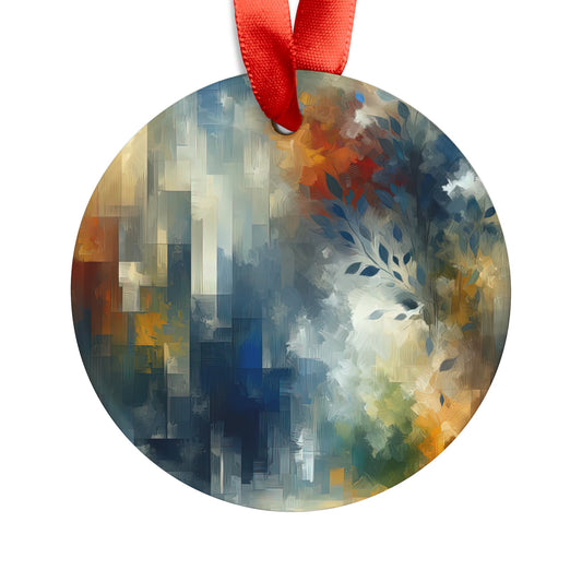 Contemplative Leaves Whispers Acrylic Ornament with Ribbon - ATUH.ART