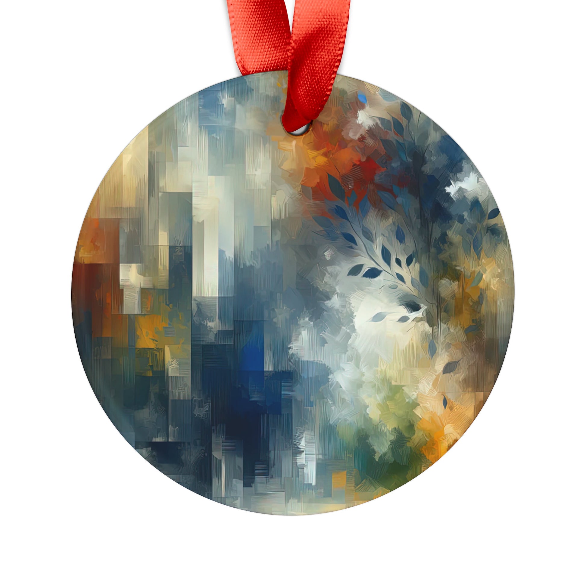 Contemplative Leaves Whispers Acrylic Ornament with Ribbon - ATUH.ART