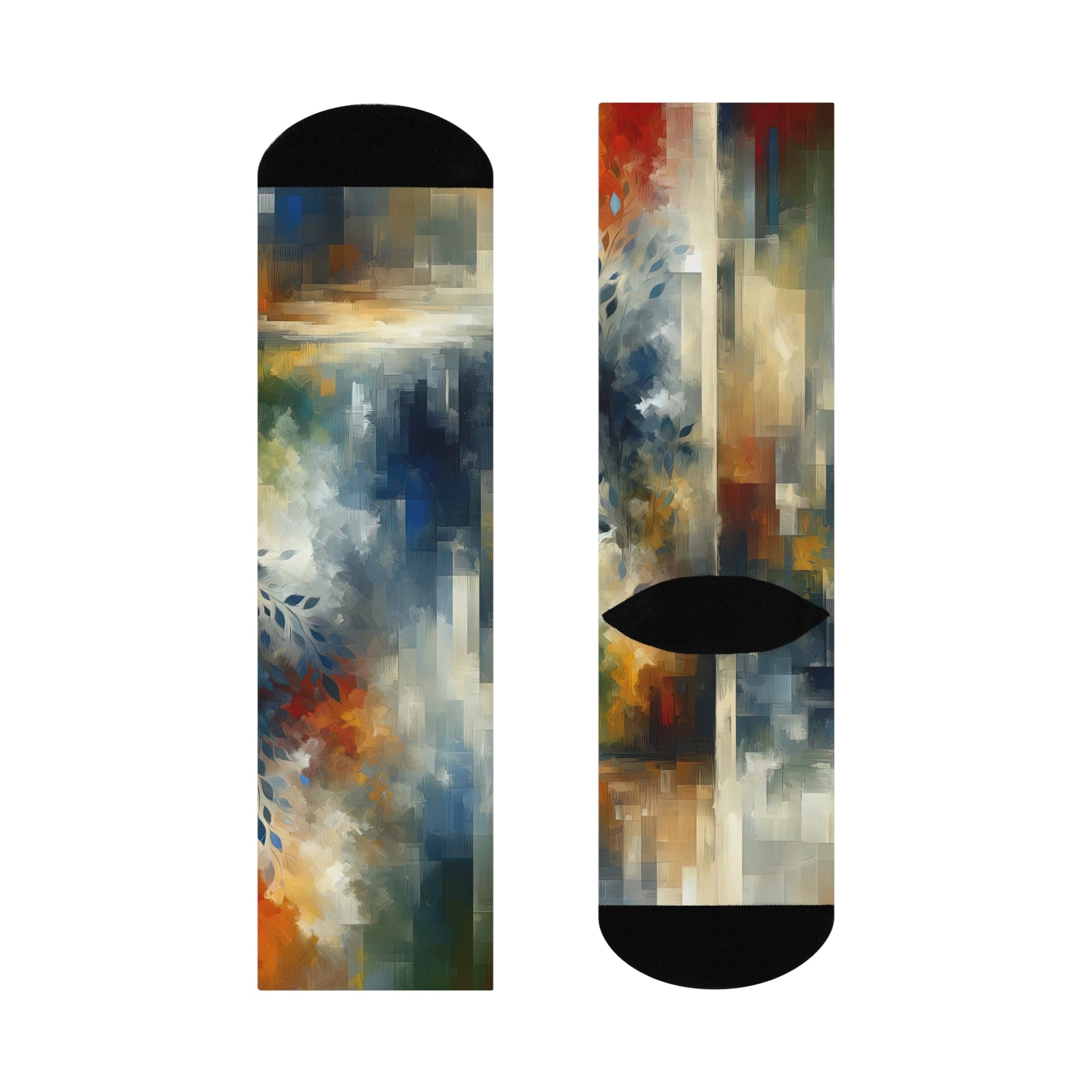 Contemplative Leaves Whispers Cushioned Crew Socks - ATUH.ART