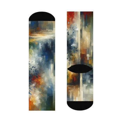 Contemplative Leaves Whispers Cushioned Crew Socks - ATUH.ART