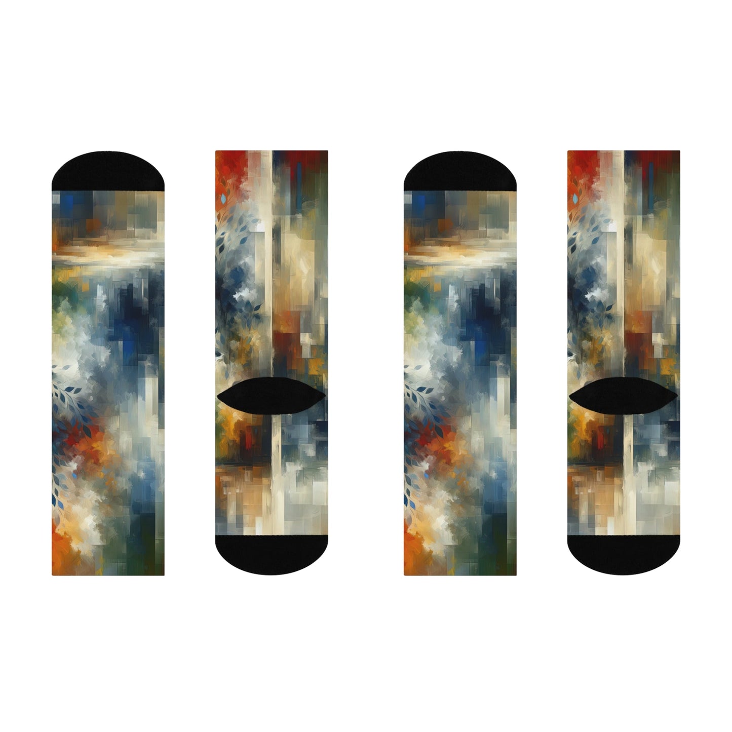 Contemplative Leaves Whispers Cushioned Crew Socks - ATUH.ART