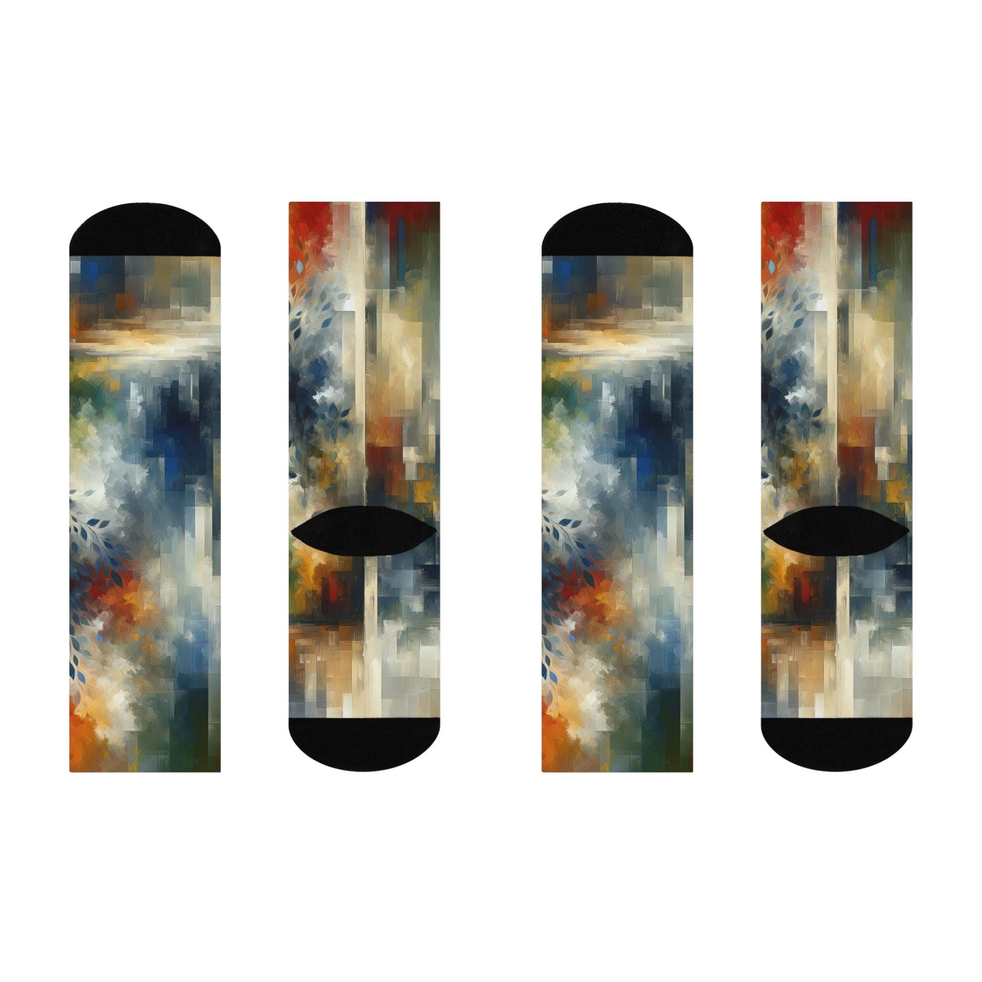 Contemplative Leaves Whispers Cushioned Crew Socks - ATUH.ART