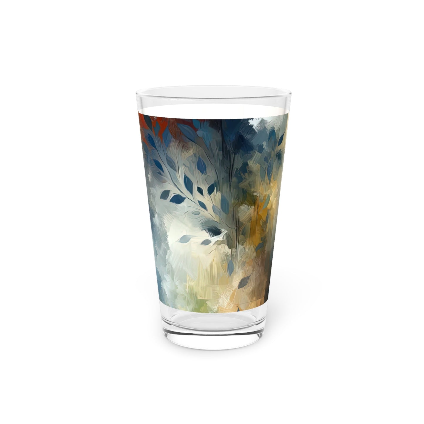 Contemplative Leaves Whispers Pint Glass, 16oz - ATUH.ART