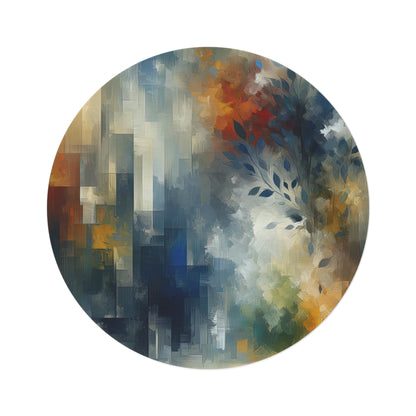 Contemplative Leaves Whispers Round Rug - ATUH.ART