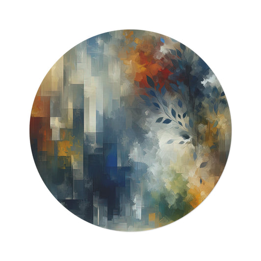 Contemplative Leaves Whispers Round Rug - ATUH.ART
