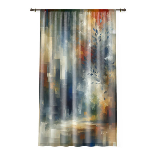 Contemplative Leaves Whispers Window Curtain - ATUH.ART