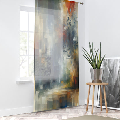 Contemplative Leaves Whispers Window Curtain - ATUH.ART