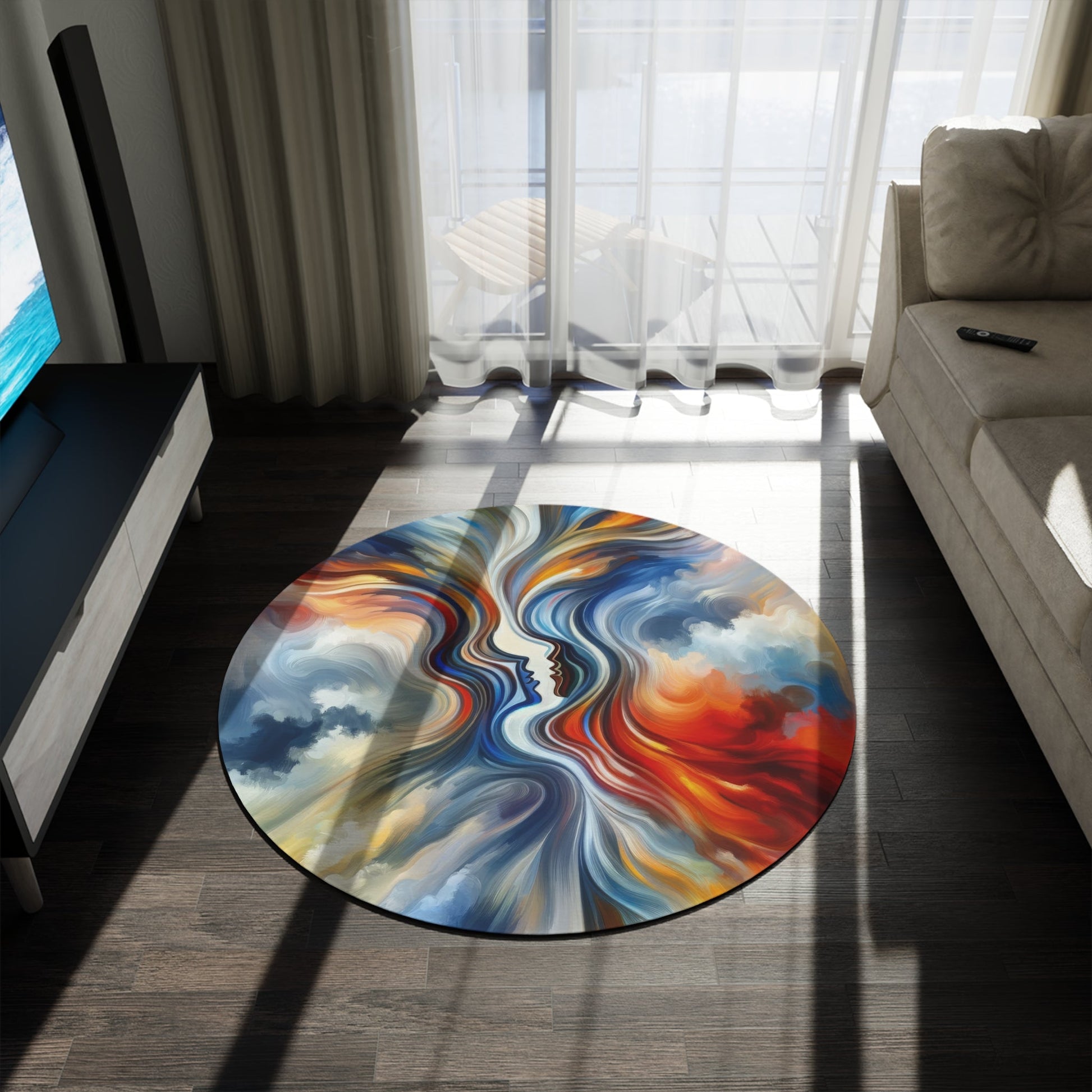 Convergent Abstract Unity Round Rug - ATUH.ART