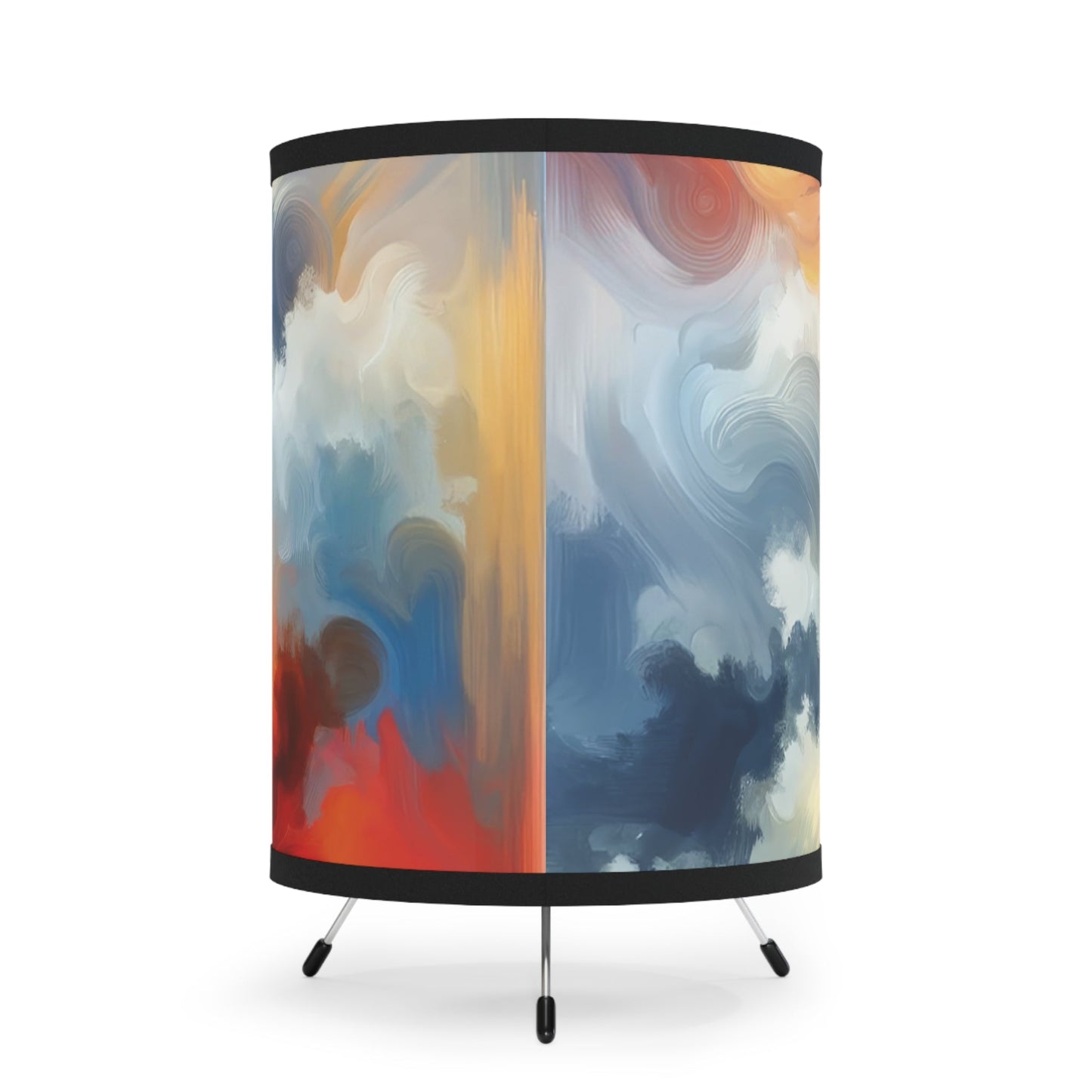 Convergent Abstract Unity Tripod Lamp with High-Res Printed Shade, US\CA plug - ATUH.ART