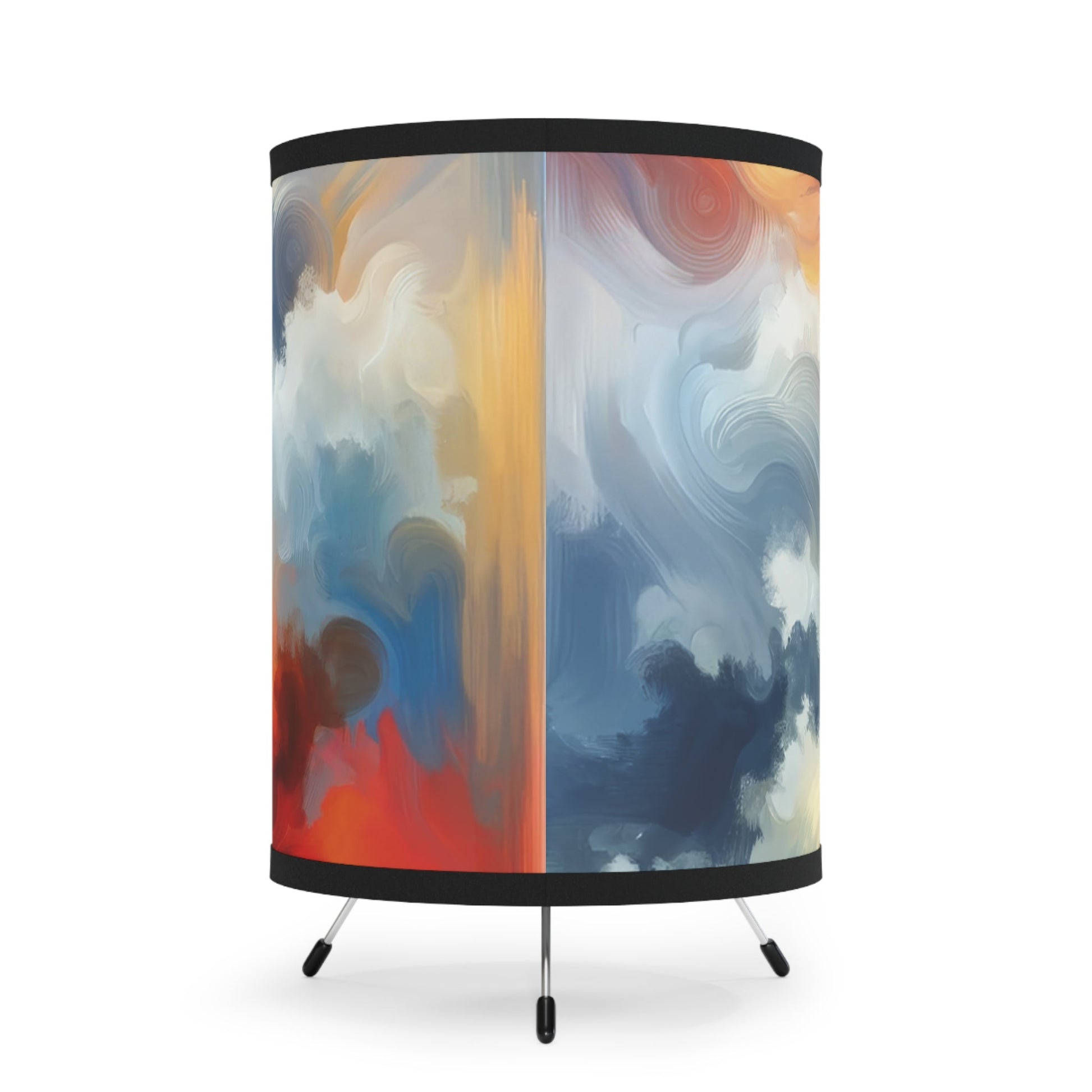 Convergent Abstract Unity Tripod Lamp with High-Res Printed Shade, US\CA plug - ATUH.ART