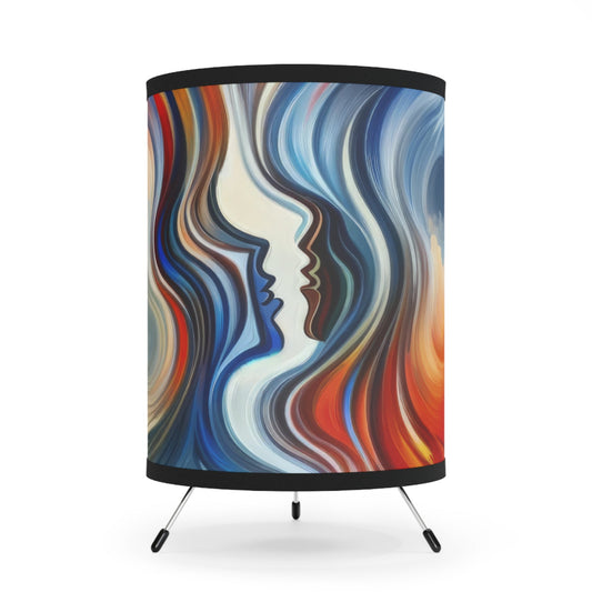 Convergent Abstract Unity Tripod Lamp with High-Res Printed Shade, US\CA plug - ATUH.ART