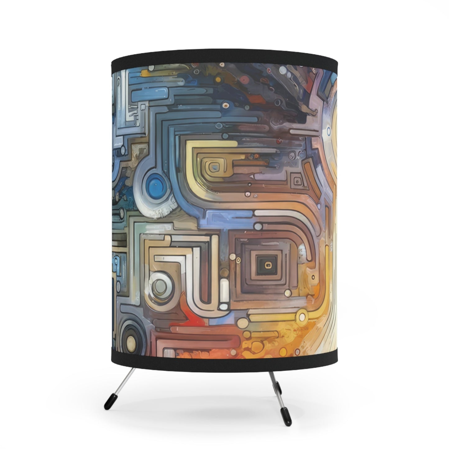 Converging Unity Path Tripod Lamp with High-Res Printed Shade, US\CA plug - ATUH.ART