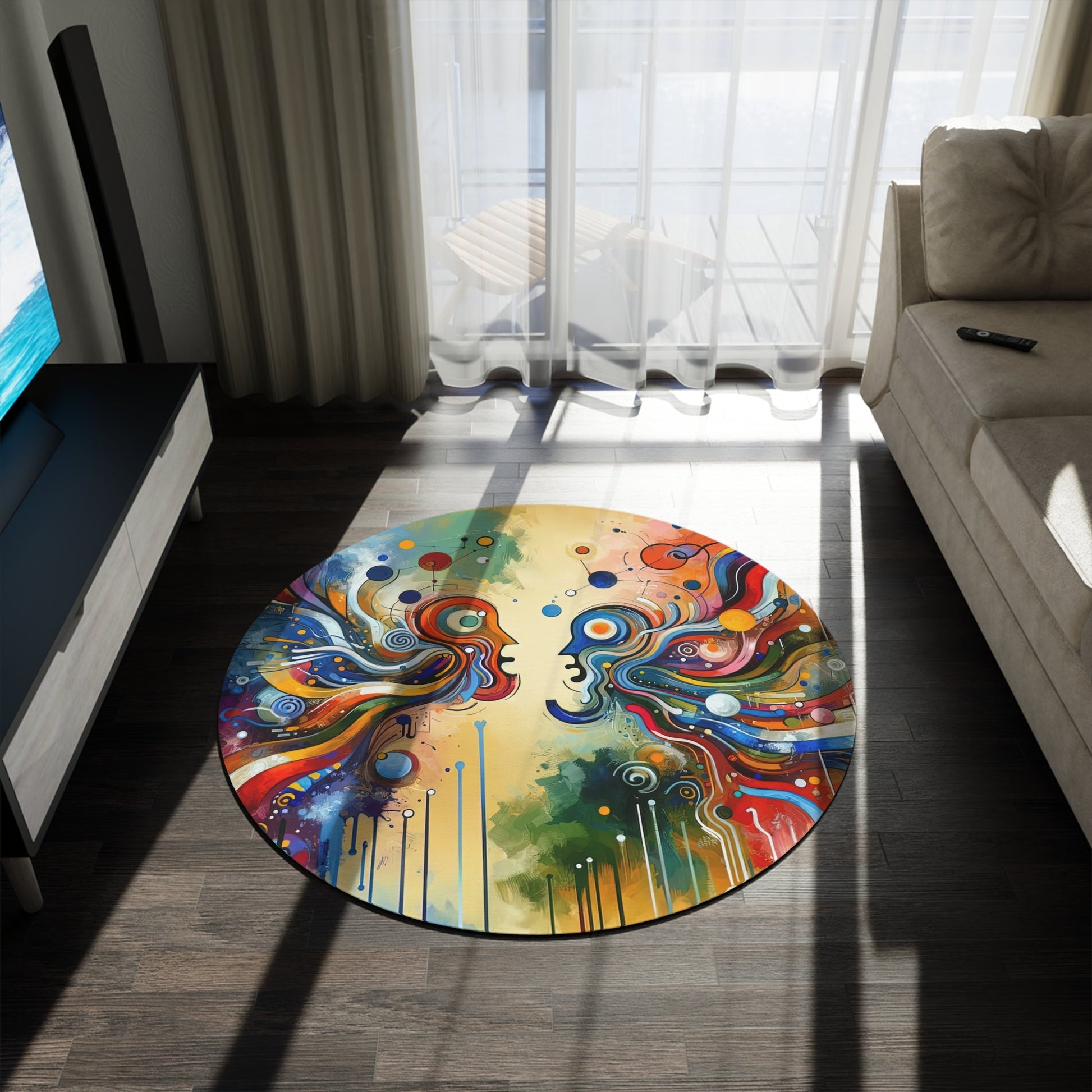 Conversational Catalyst Tachism Round Rug - ATUH.ART