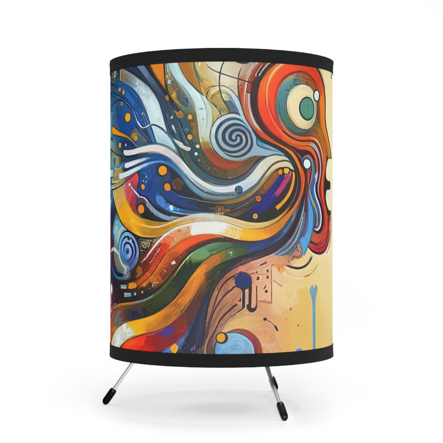 Conversational Catalyst Tachism Tripod Lamp with High-Res Printed Shade, US\CA plug - ATUH.ART
