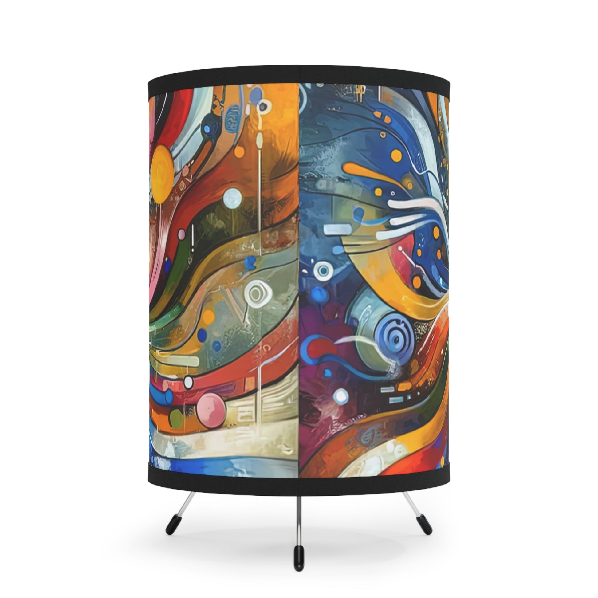 Conversational Catalyst Tachism Tripod Lamp with High-Res Printed Shade, US\CA plug - ATUH.ART
