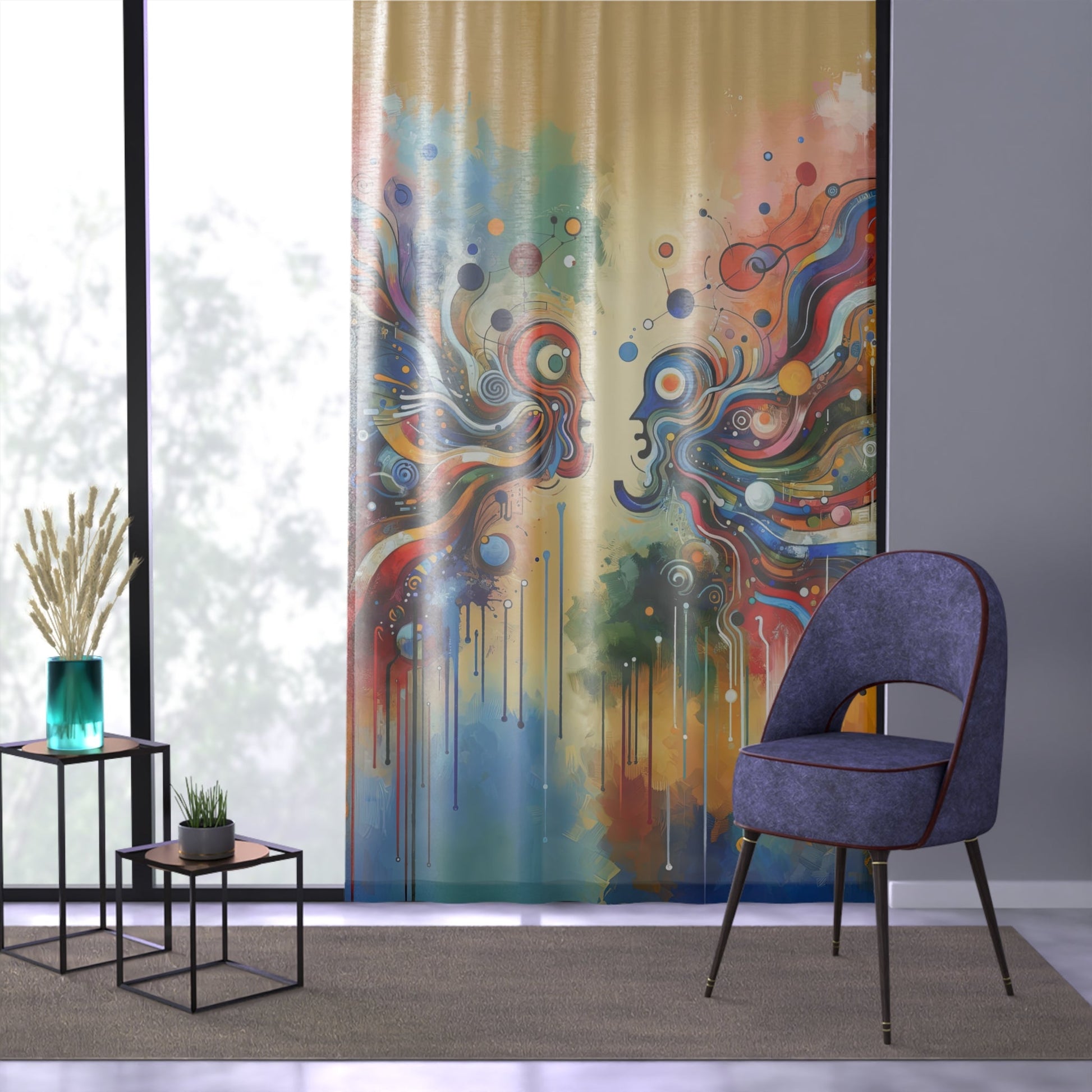 Conversational Catalyst Tachism Window Curtain - ATUH.ART