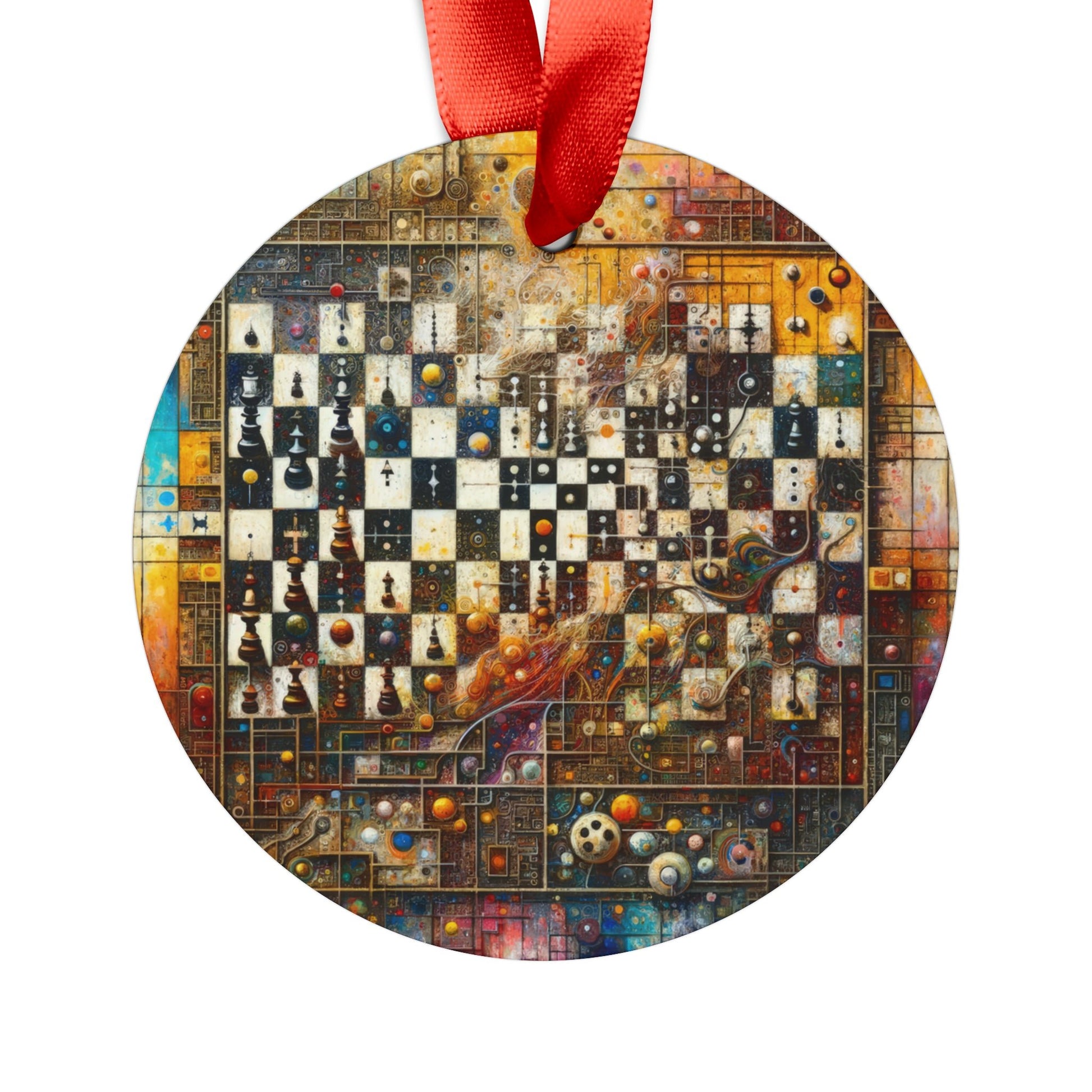 Cosmic Chess Integration Acrylic Ornament with Ribbon - ATUH.ART