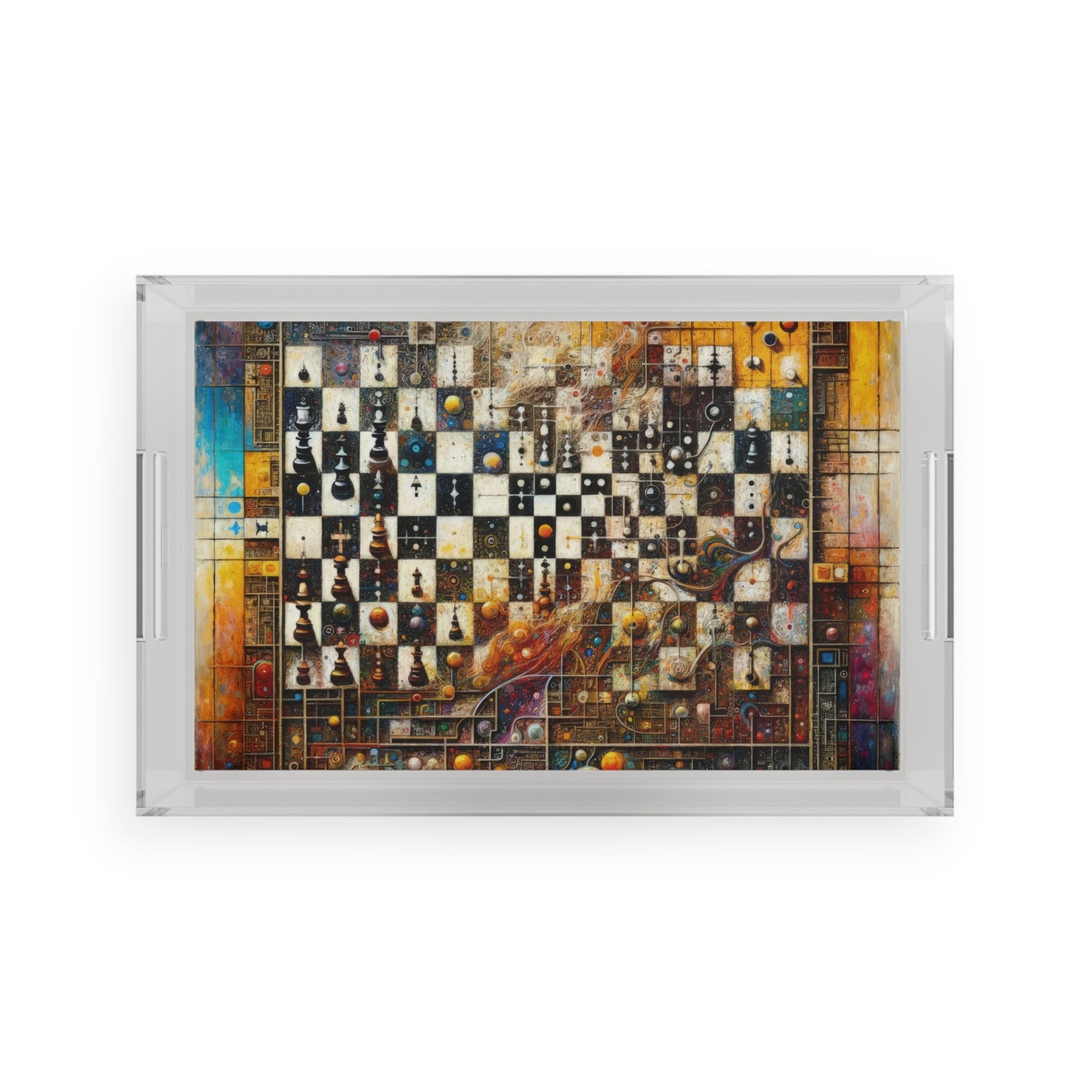 Cosmic Chess Integration Acrylic Serving Tray - ATUH.ART