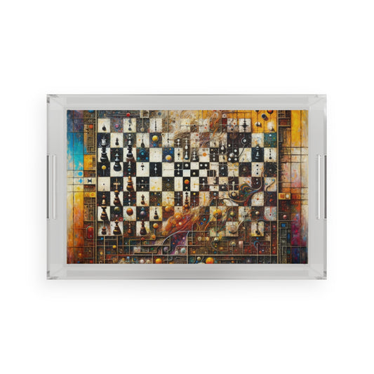 Cosmic Chess Integration Acrylic Serving Tray - ATUH.ART