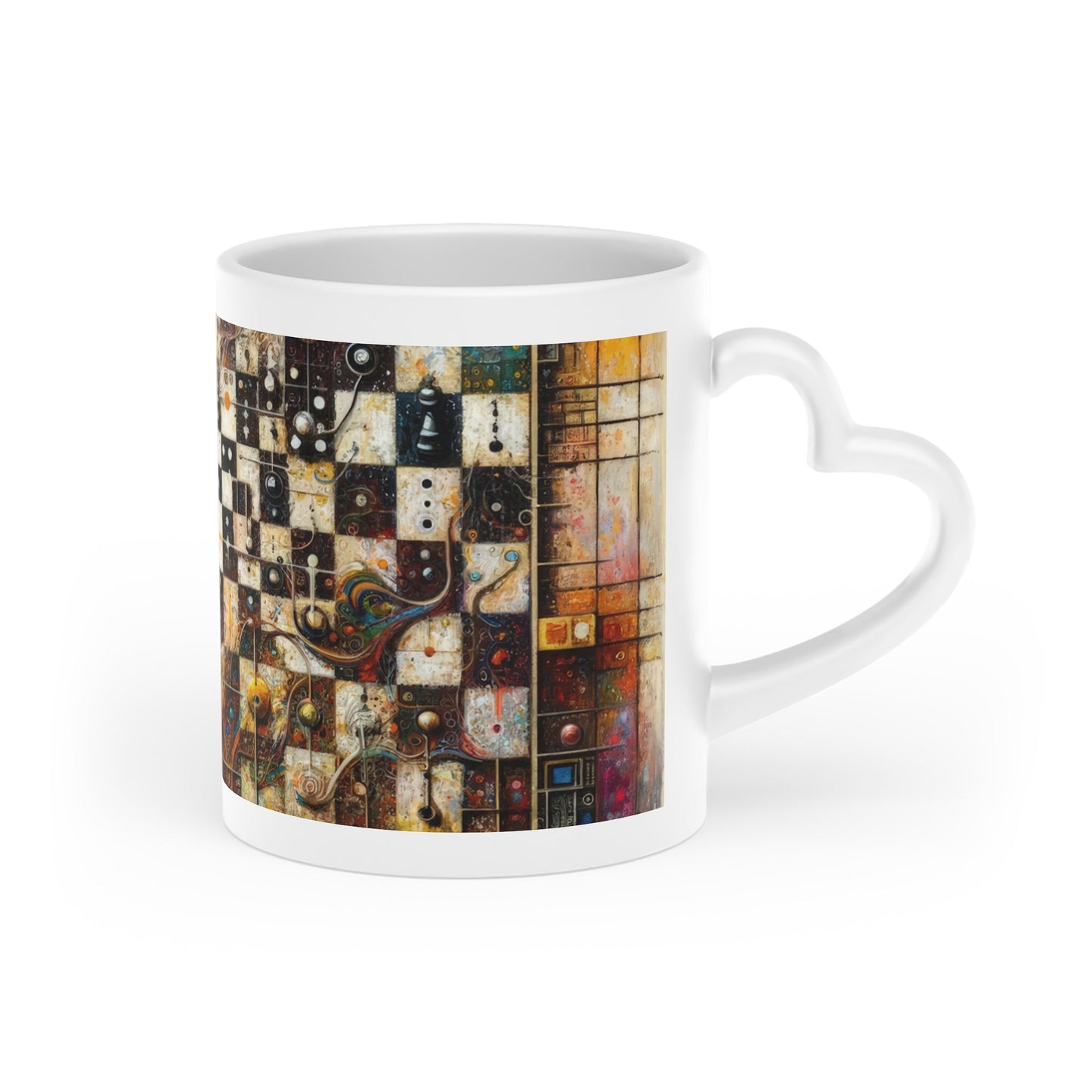 Cosmic Chess Integration Heart-Shaped Mug - ATUH.ART