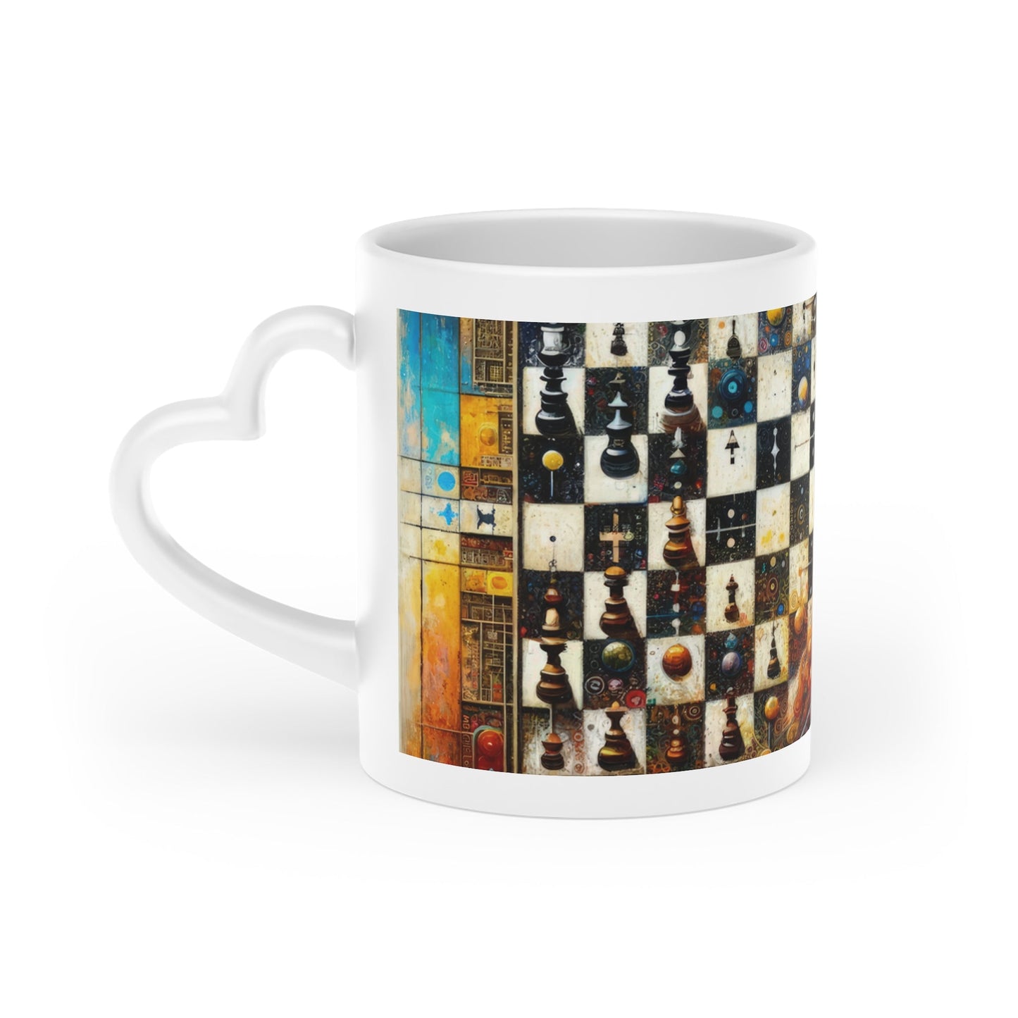 Cosmic Chess Integration Heart-Shaped Mug - ATUH.ART