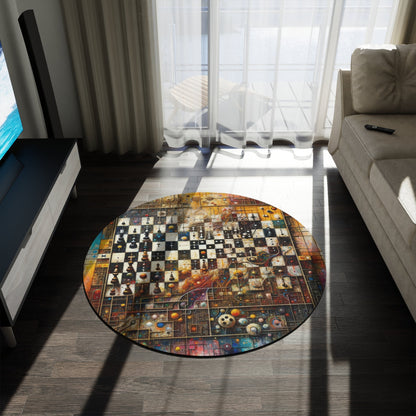 Cosmic Chess Integration Round Rug - ATUH.ART