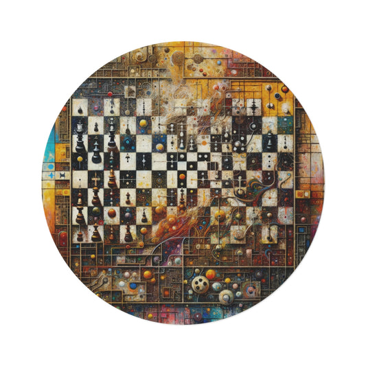 Cosmic Chess Integration Round Rug - ATUH.ART