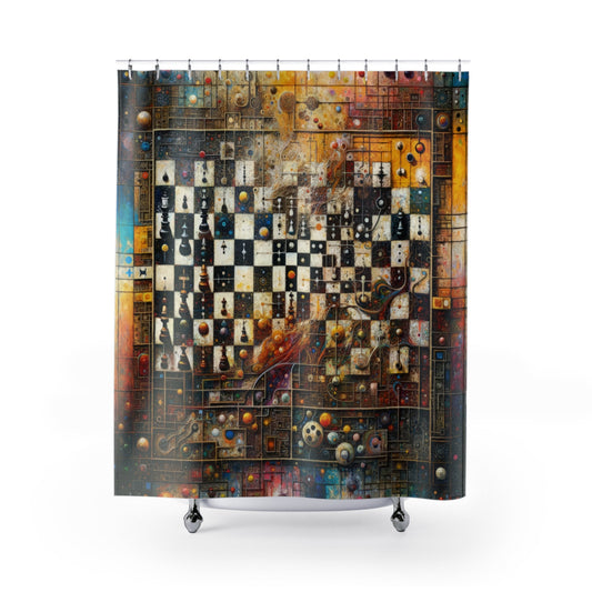 Cosmic Chess Integration Shower Curtains - ATUH.ART