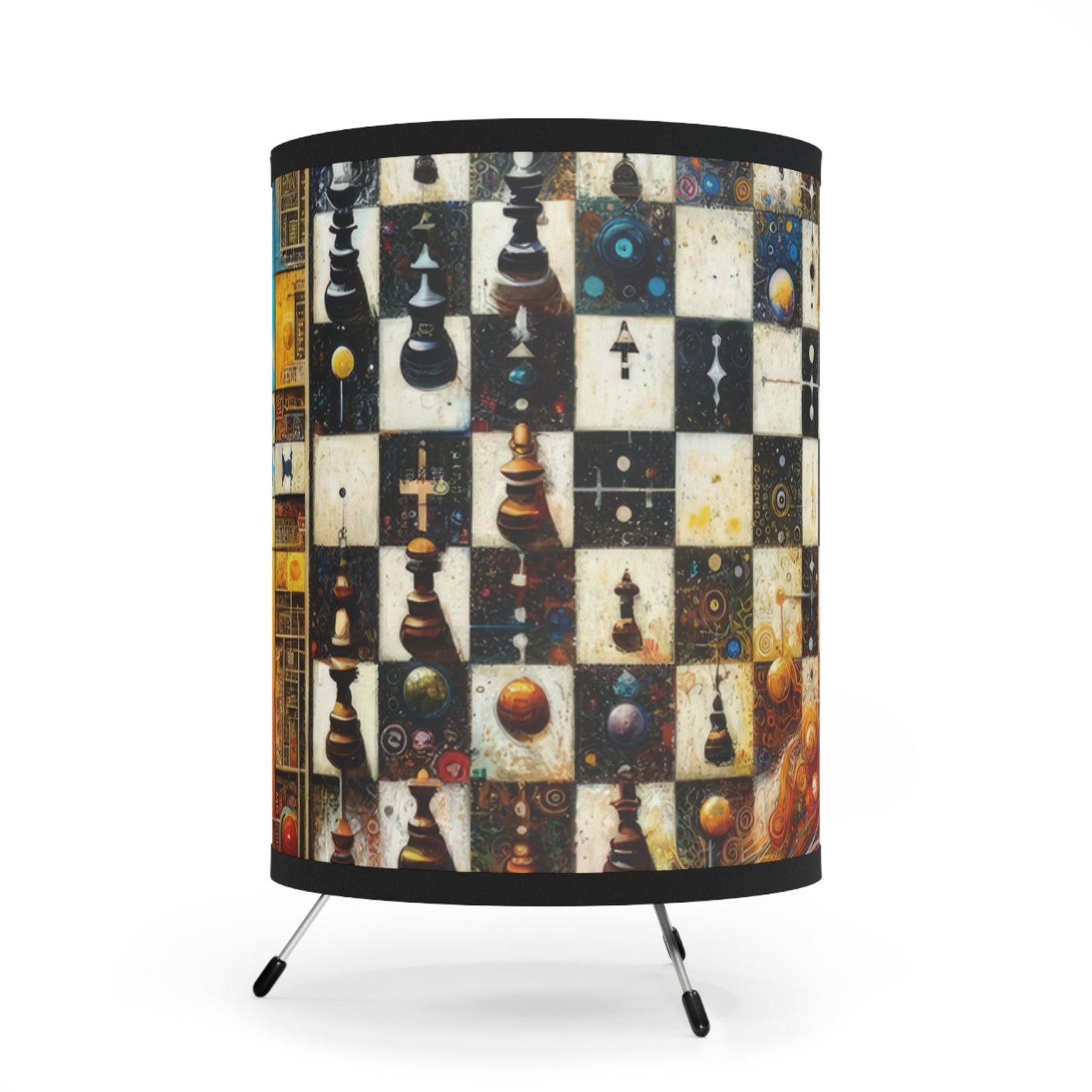 Cosmic Chess Integration Tripod Lamp with High-Res Printed Shade, US\CA plug - ATUH.ART