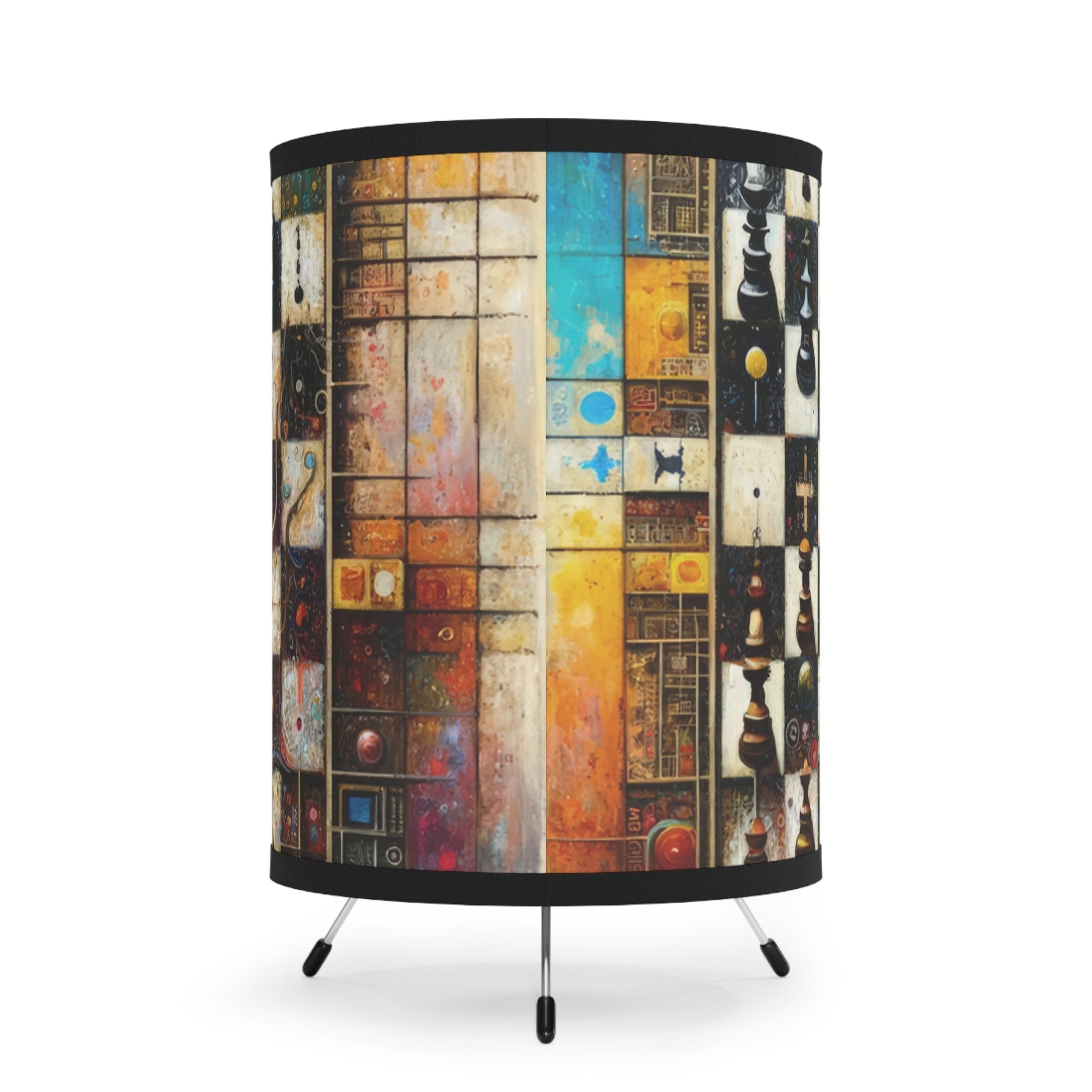Cosmic Chess Integration Tripod Lamp with High-Res Printed Shade, US\CA plug - ATUH.ART