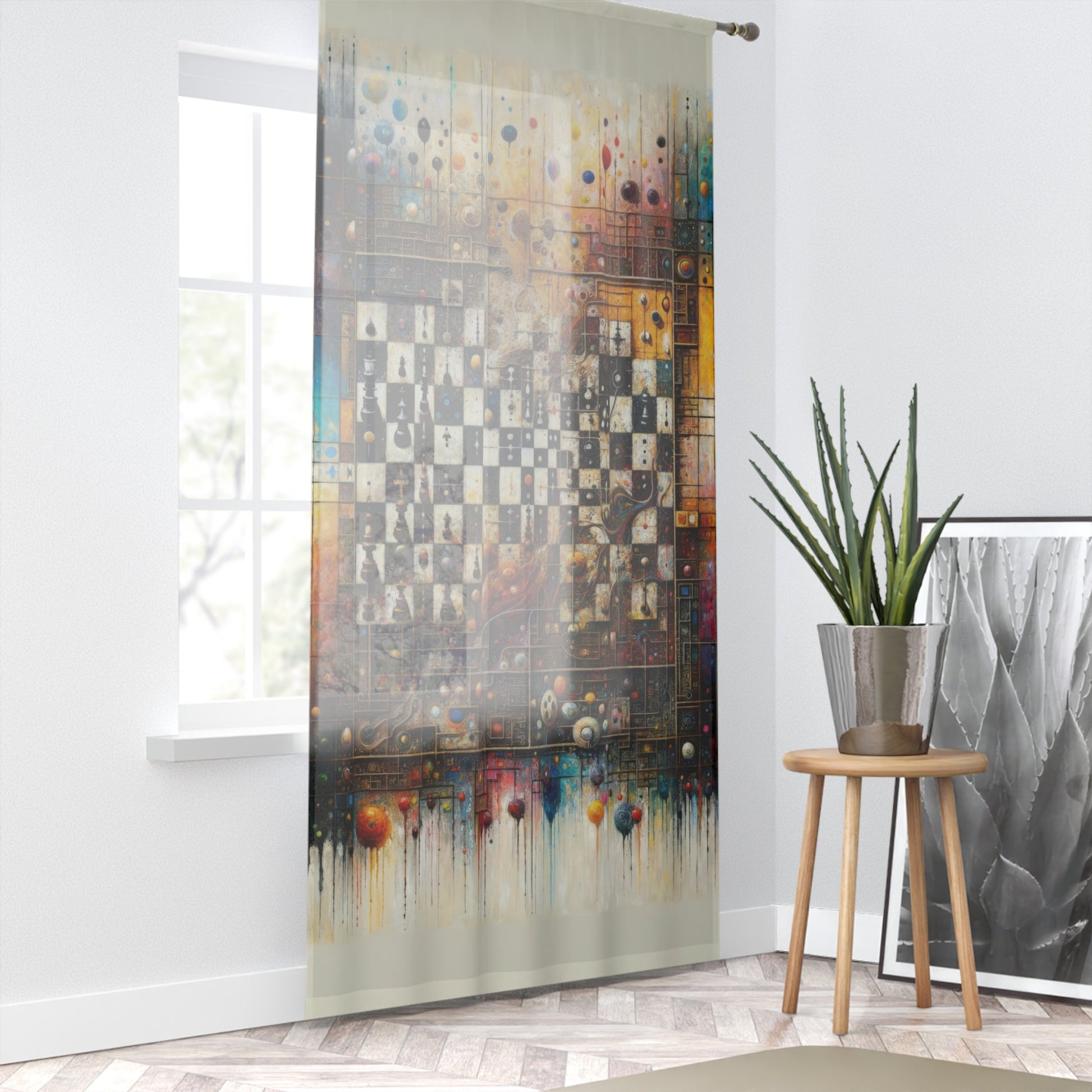 Cosmic Chess Integration Window Curtain - ATUH.ART