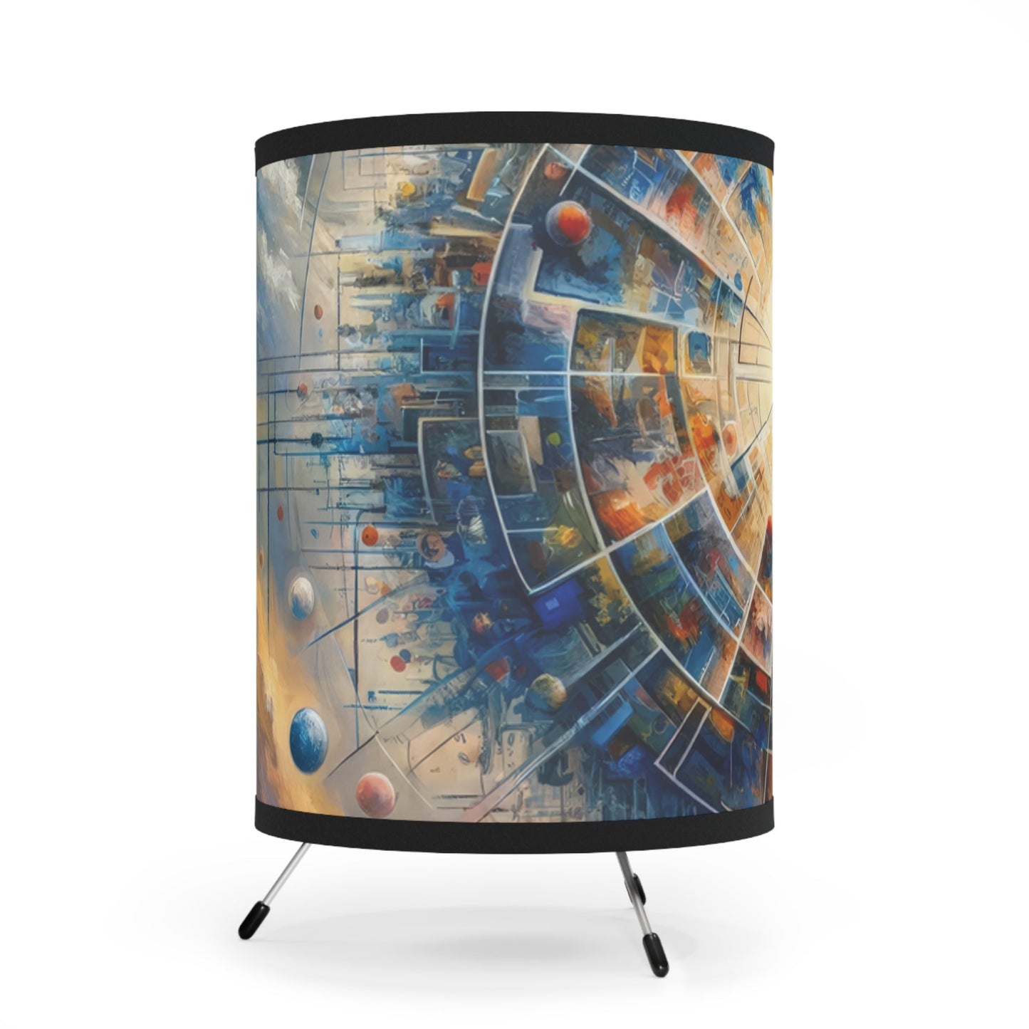 Cosmic Connection Antidote Tripod Lamp with High-Res Printed Shade, US\CA plug - ATUH.ART