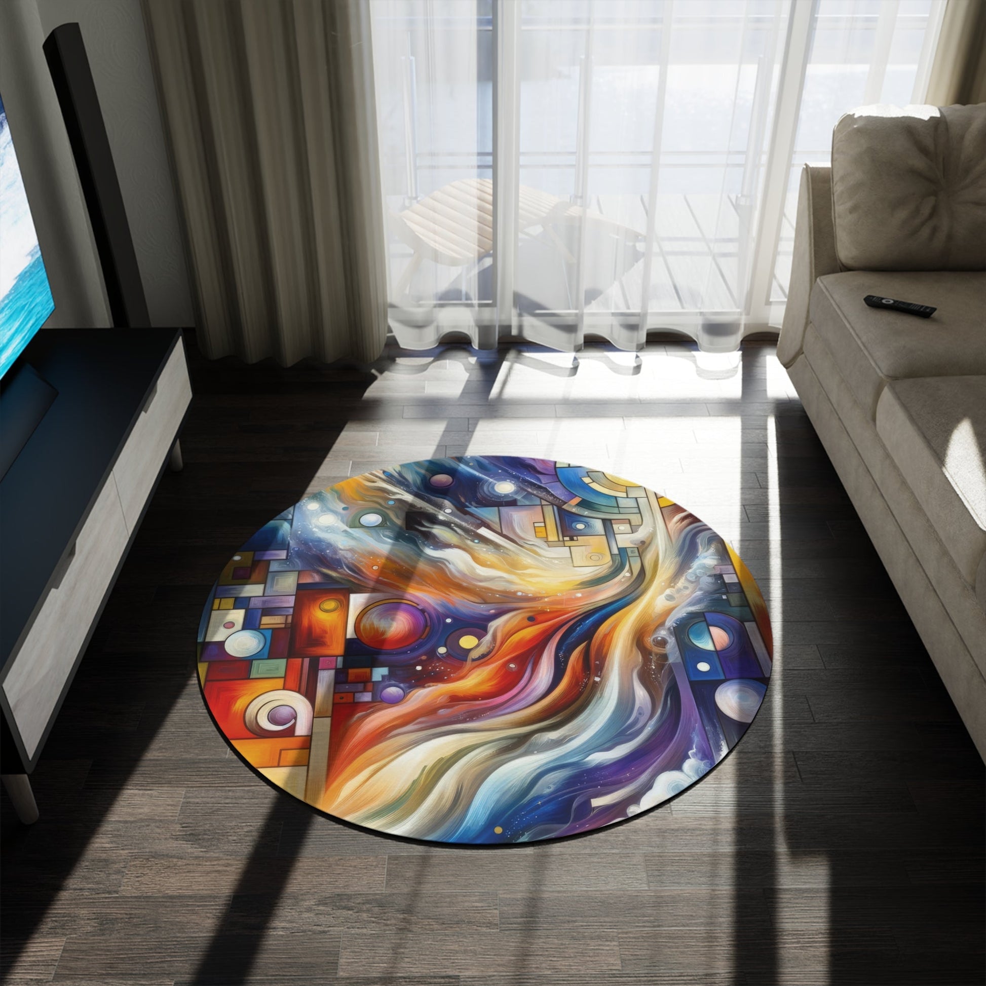 Cosmic Tachism Alchemy Round Rug - ATUH.ART