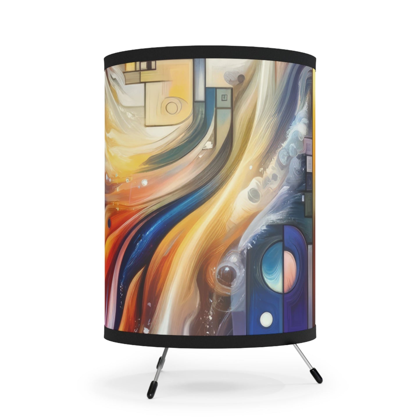 Cosmic Tachism Alchemy Tripod Lamp with High-Res Printed Shade, US\CA plug - ATUH.ART