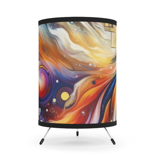 Cosmic Tachism Alchemy Tripod Lamp with High-Res Printed Shade, US\CA plug - ATUH.ART
