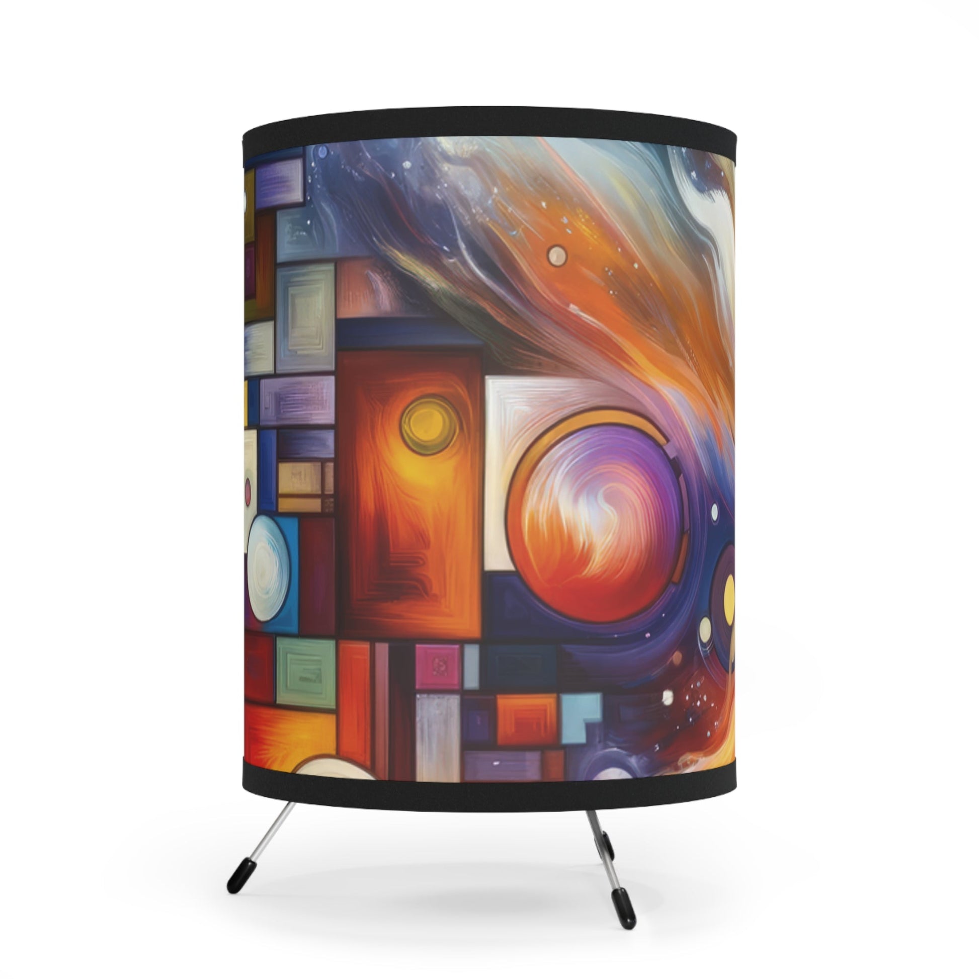 Cosmic Tachism Alchemy Tripod Lamp with High-Res Printed Shade, US\CA plug - ATUH.ART