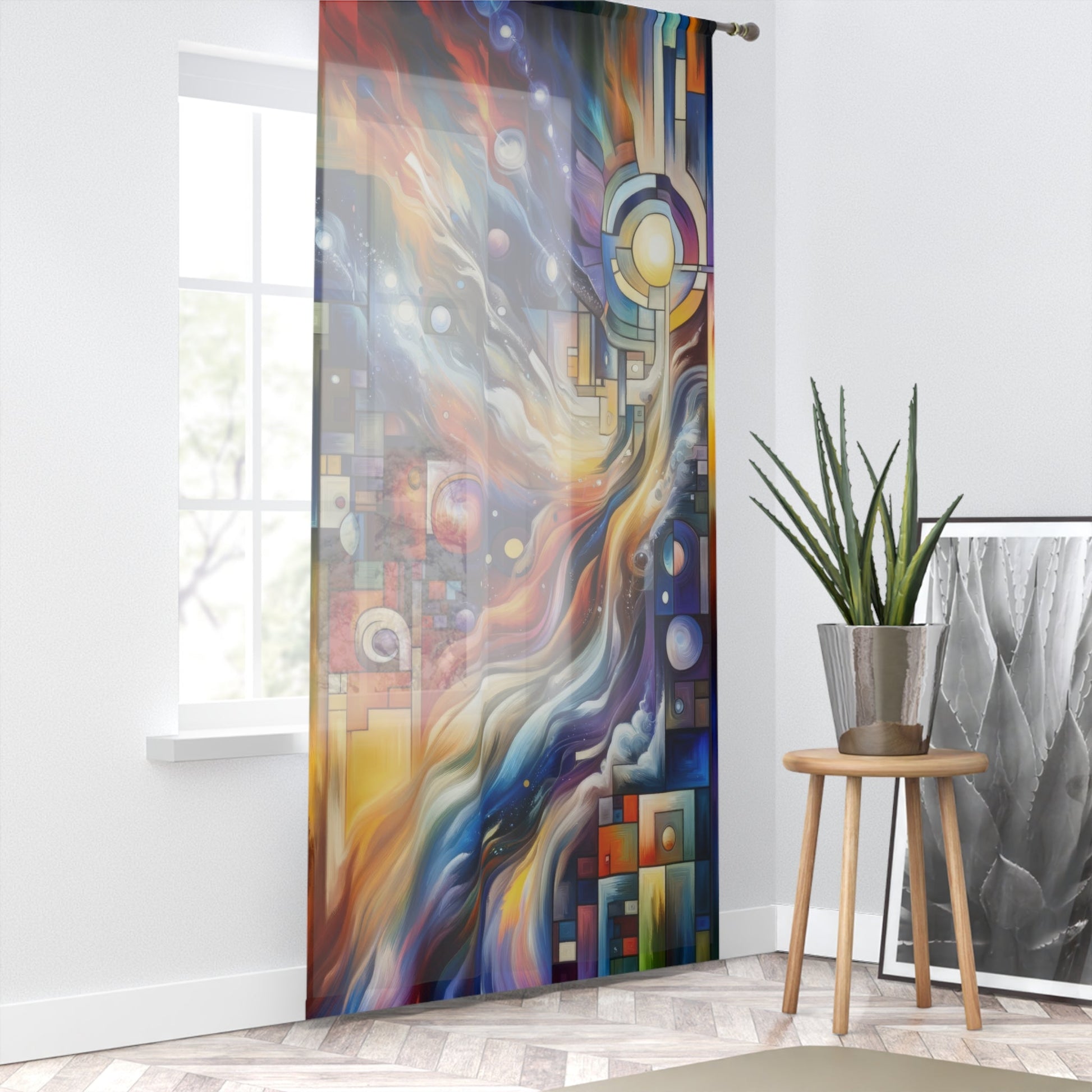 Cosmic Tachism Alchemy Window Curtain - ATUH.ART