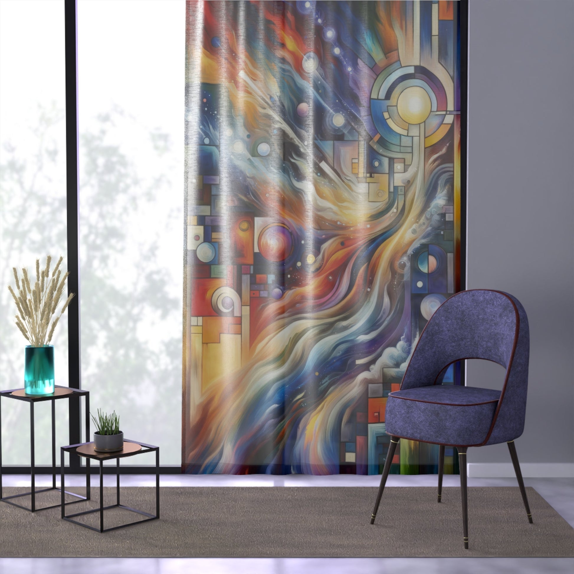 Cosmic Tachism Alchemy Window Curtain - ATUH.ART