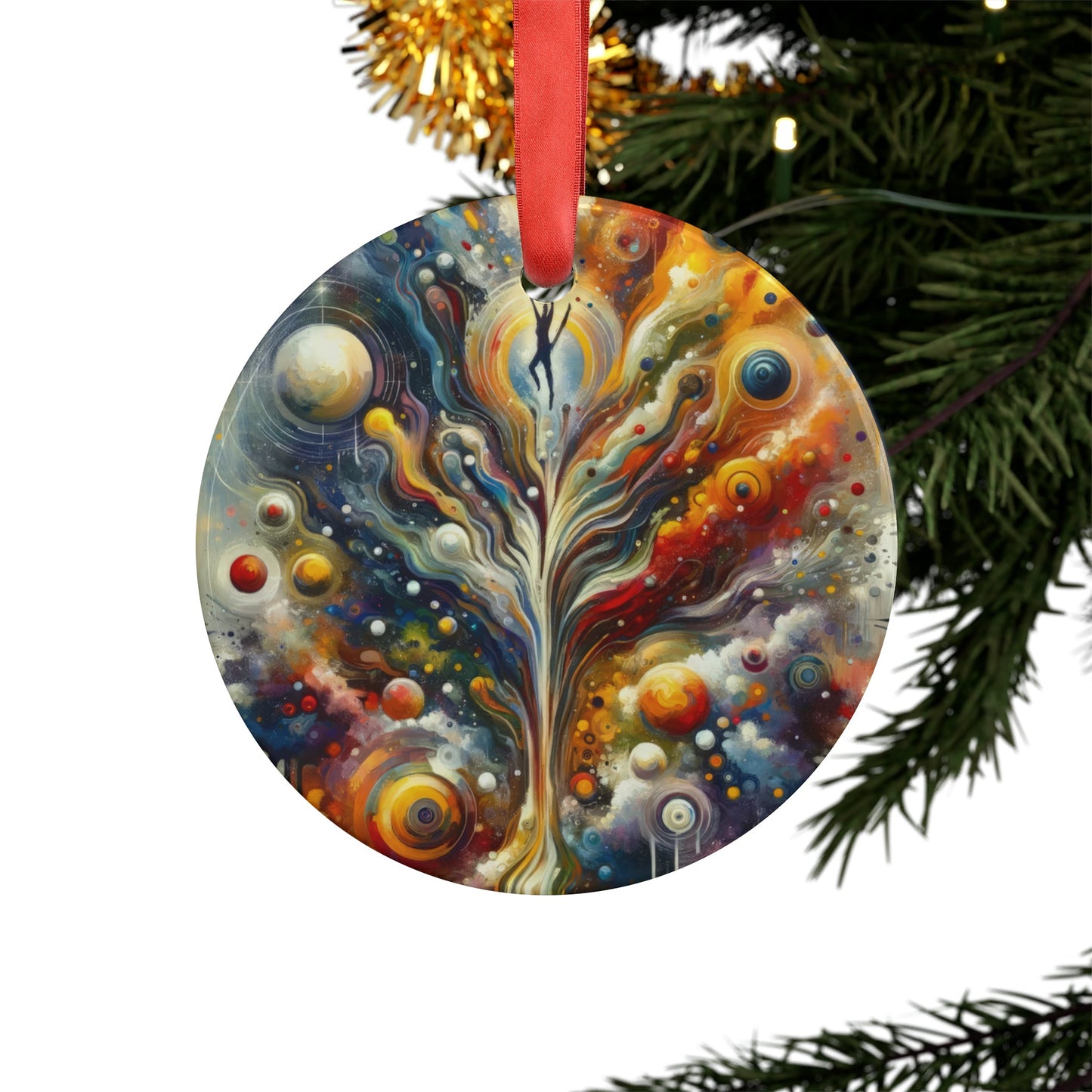 Cosmic Vision Tree Acrylic Ornament with Ribbon - ATUH.ART