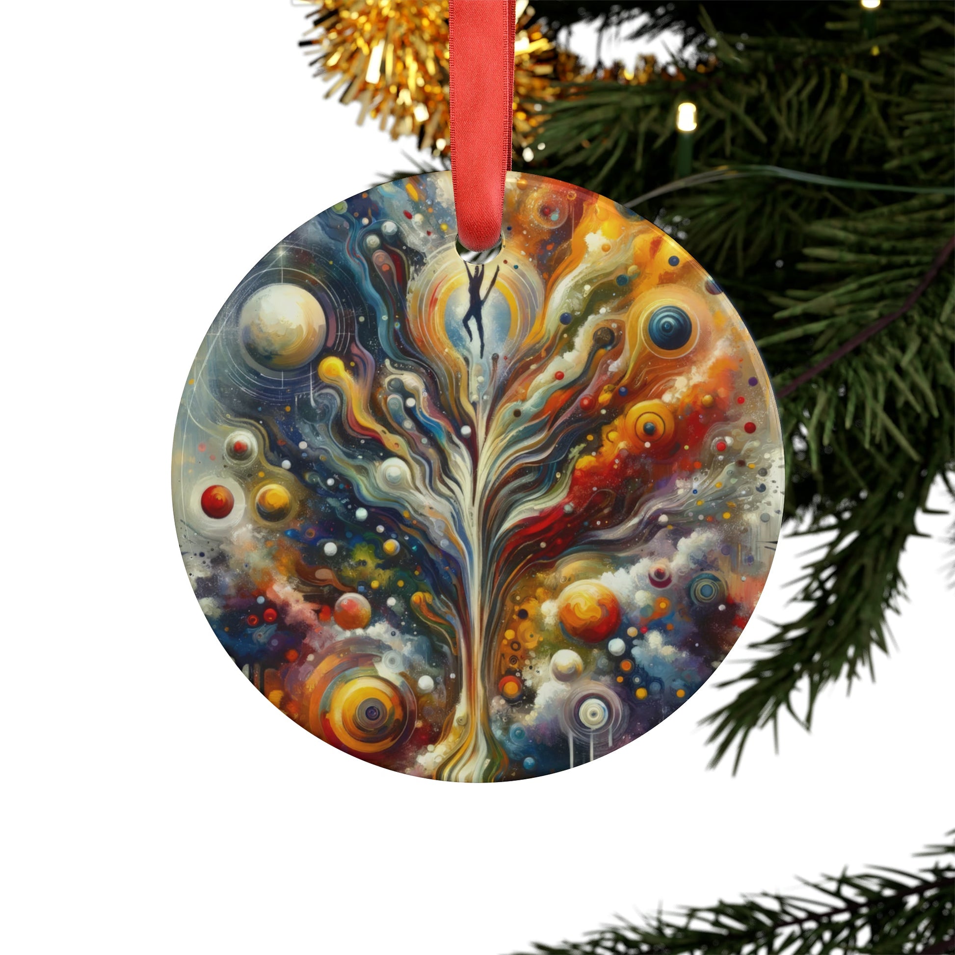 Cosmic Vision Tree Acrylic Ornament with Ribbon - ATUH.ART
