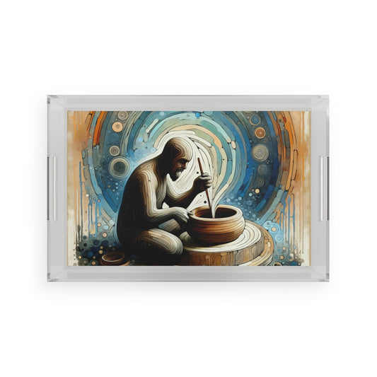 Crafting Semantic Pottery Acrylic Serving Tray - ATUH.ART