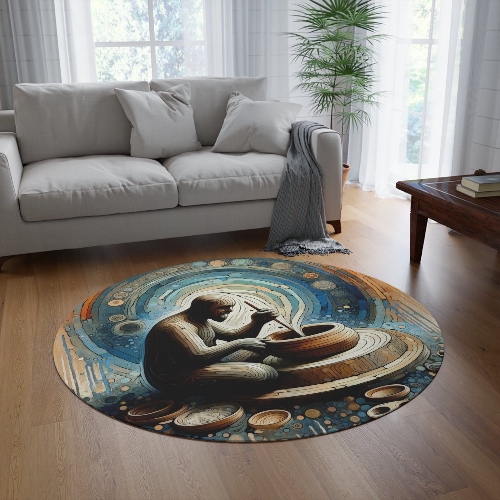 Crafting Semantic Pottery Round Rug - ATUH.ART