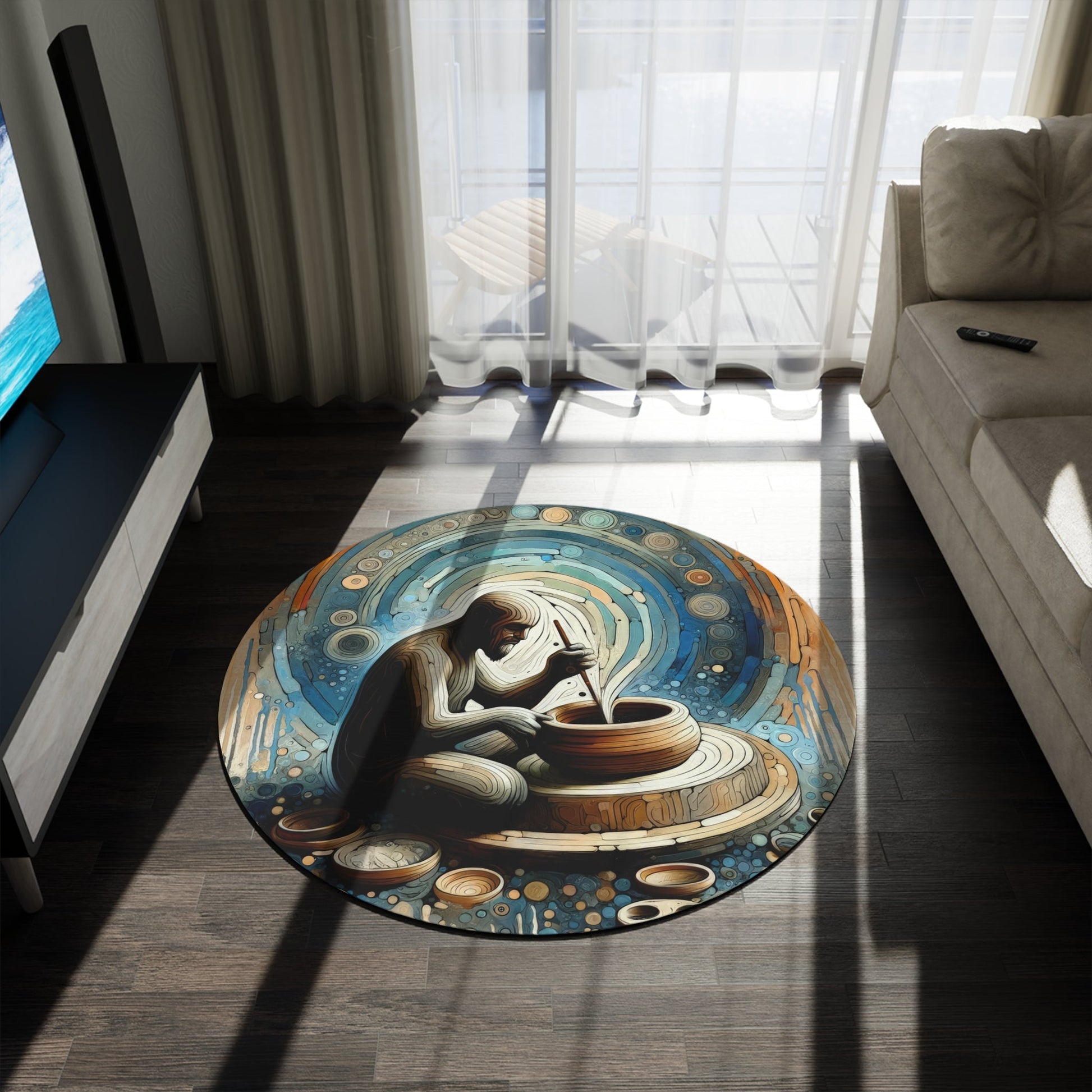 Crafting Semantic Pottery Round Rug - ATUH.ART