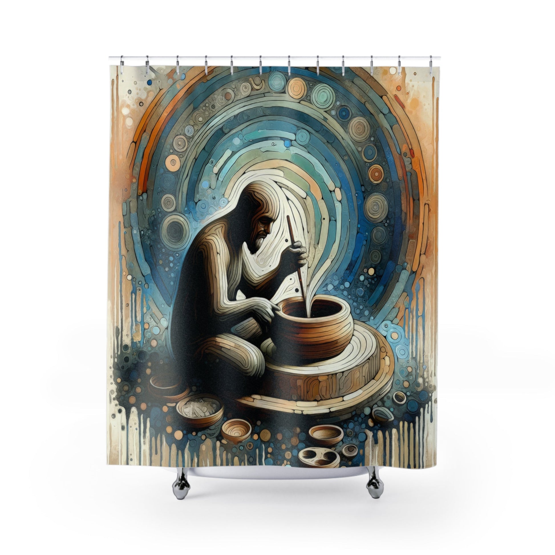 Crafting Semantic Pottery Shower Curtains - ATUH.ART