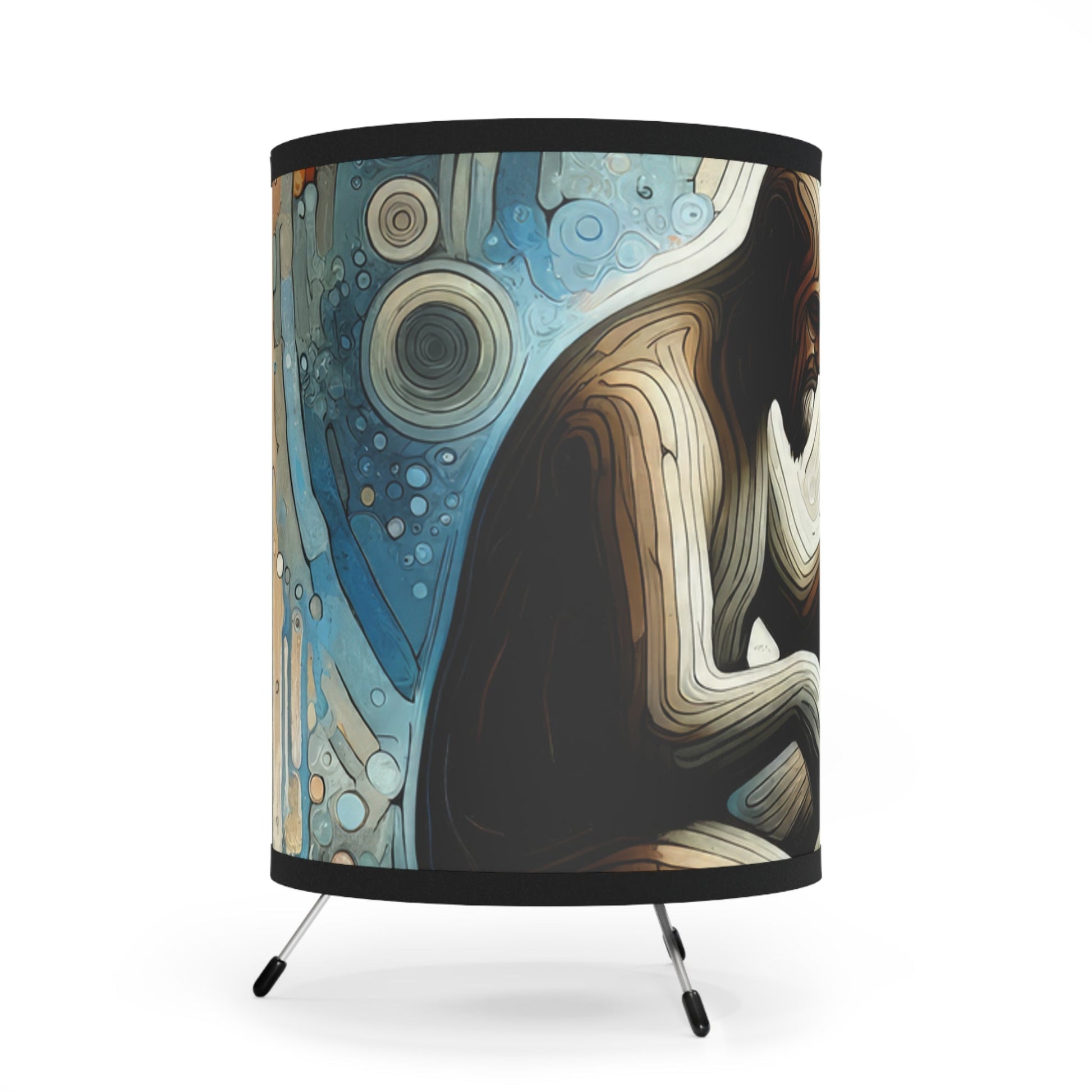 Crafting Semantic Pottery Tripod Lamp with High-Res Printed Shade, US\CA plug - ATUH.ART