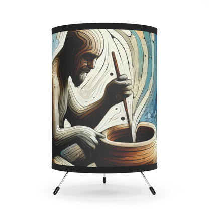 Crafting Semantic Pottery Tripod Lamp with High-Res Printed Shade, US\CA plug - ATUH.ART