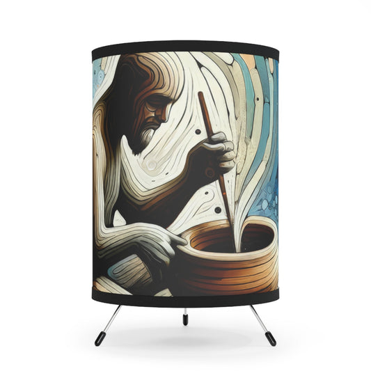 Crafting Semantic Pottery Tripod Lamp with High-Res Printed Shade, US\CA plug - ATUH.ART